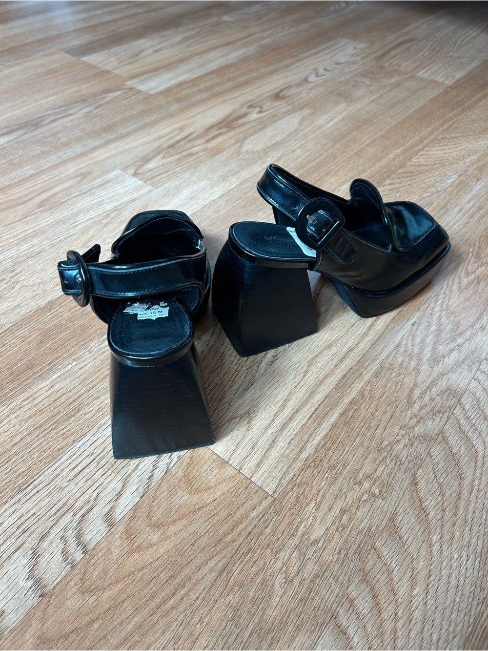 Jeffrey Campbell Black Square-Toe Slingback Platform Heels - Picture 3 of 4